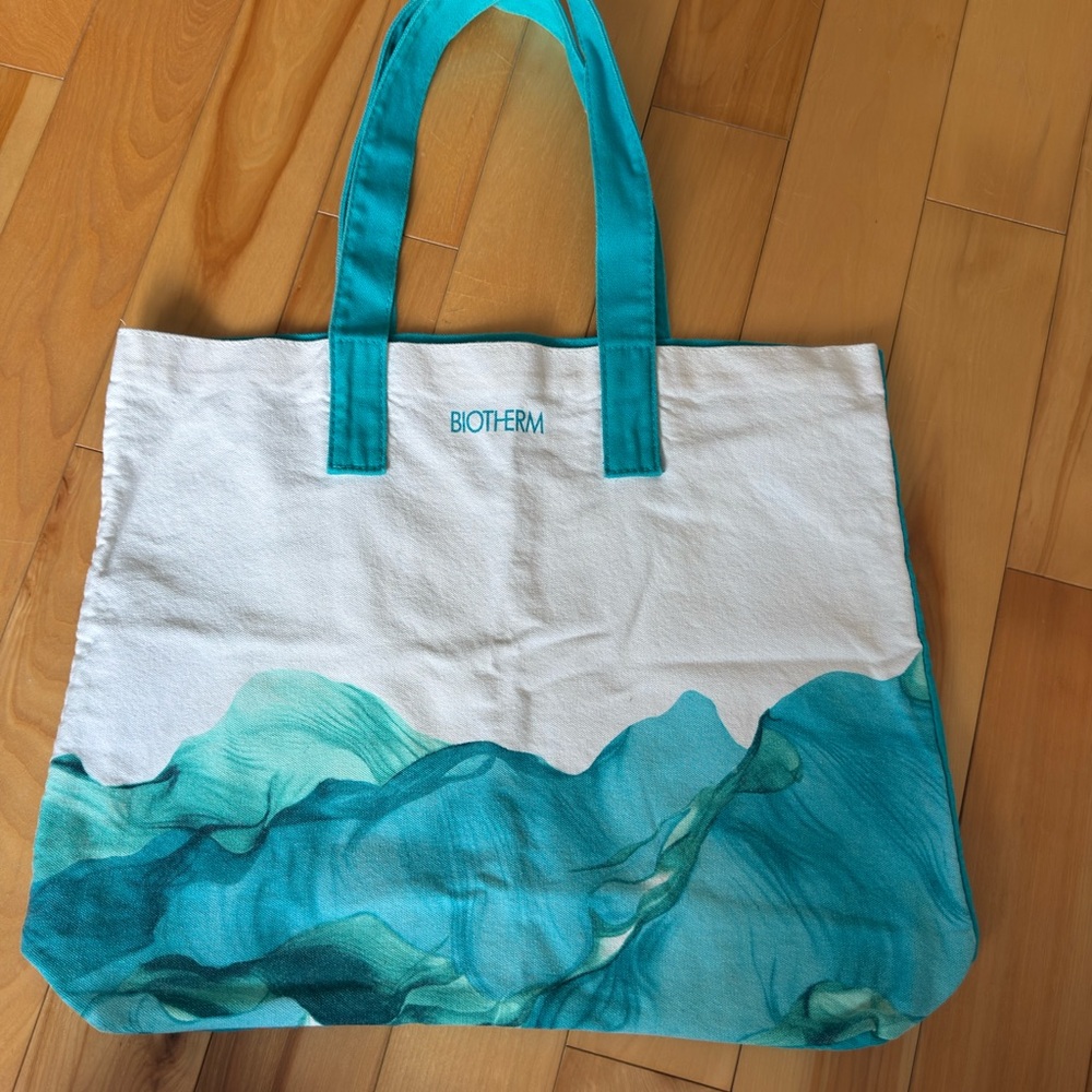 Teal and White Biotherm Tote Bag